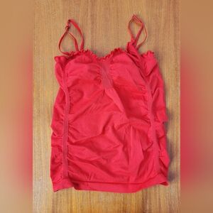 bebe Y2K Red Camisole Mini Ruffles Stretchy Nylon Scarlet Valentines Petite S